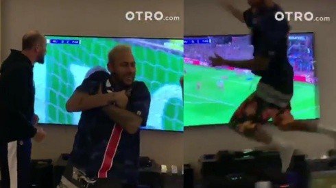 Neymar imitó a Mbappé y saltó en una pata