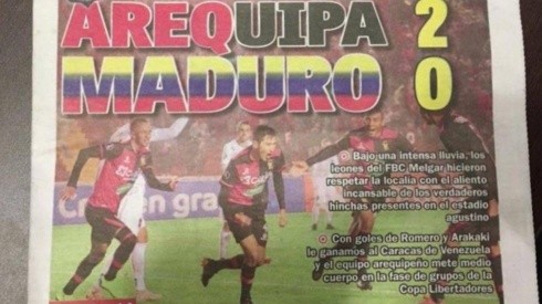 Melgar reacciona ante desubicada portada de diario peruano
