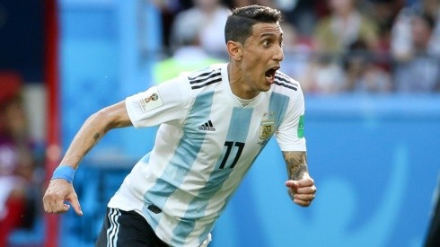 Di María celebra el gol en la Copa del Mundo