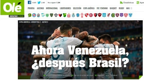 Prensa argentina se agranda y quiere a Brasil en las semis de Copa América