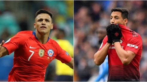Alexis Sánchez en sus dos momentos de la temporada: la rompe en Chile y lo pasa mal en el Man U