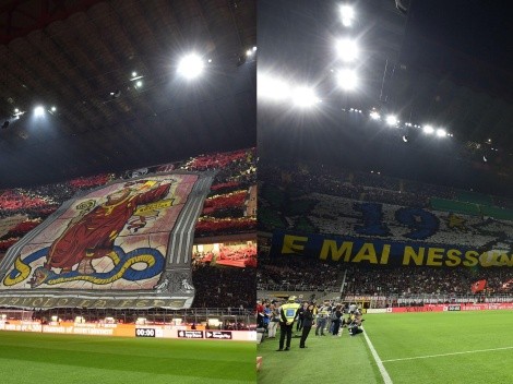 Hinchadas de Inter y Milán se lucen con sus mosaicos