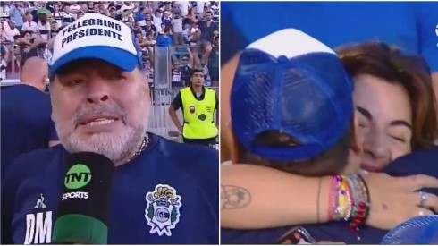 Maradona llora y abraza a Gianinna después de años.