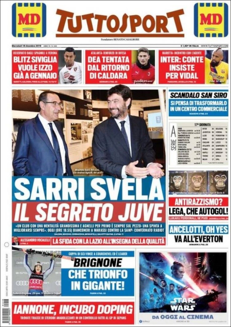 Vidal en la portada de Tuttosport