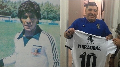 Diego Maradona con la camiseta de Colo Colo
