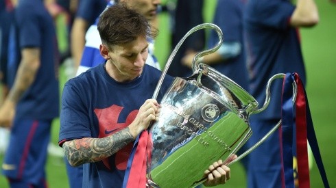 Lionel Messi con la última Champions que ganó el Barca en 2015