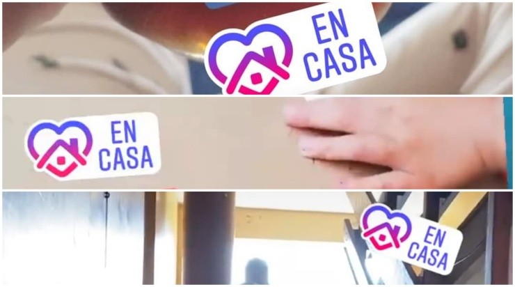 Así se ve en Instagram la aplicación del sticker “en casa”.