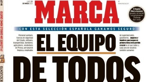 El diario español le dedicó su portada a los trabajadores que combaten el coronavirus.