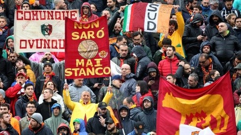 La hinchada de la Roma en un partido de la Serie A