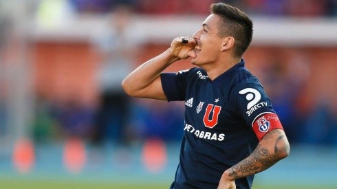 Matías Rodríguez celebrando uno de sus goles en la temporada 2020