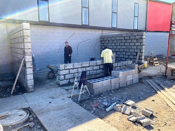 Parte de las obras de construcción al interior del Complejo Deportivo de Unión San Felipe. (Foto: Jorge Vega).