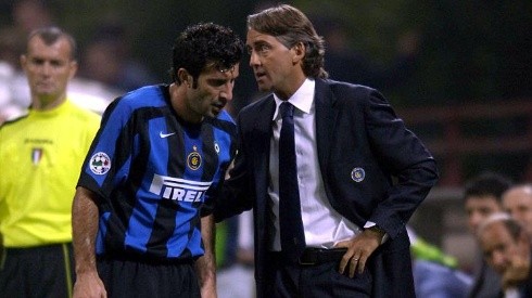 Figo con Mancini en Inter