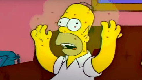 El momento en que Homero se contagia en "Los Simpson".