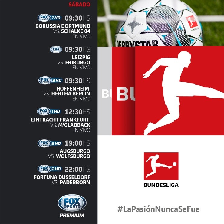 Todos los partidos de la Bundesliga las puedes ver en Fox Sports Premium. #LaPasionNuncaSeFue.