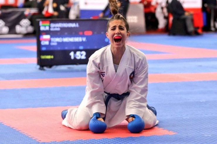 Valentina Toro llegando a lo más alto del karate a nivel mundial en su categoría. Un logro que espera sumar una participación en los Juegos Olímpicos.