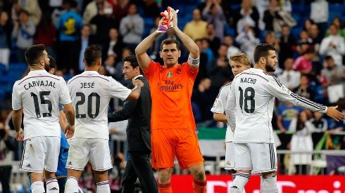 Casillas en su último partido con la camiseta del Real Madrid en 2015