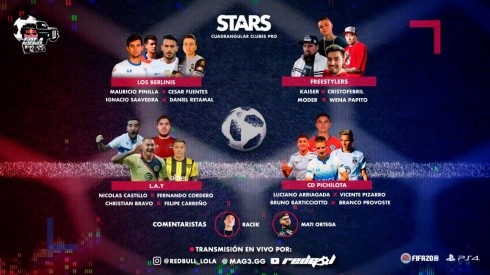 Este domingo 12 y 19 de julio vive en RedGol el cuadrangular Clubes Pro Red Bull Lola 12 Stars, con futbolistas y representantes del freestyle chileno.