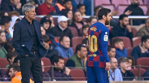 Messi junto a Quique Setién