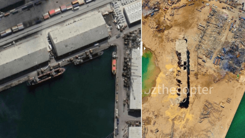 Así quedó el puerto de Beirut, la capital del Líbano, tras la explosión de este martes