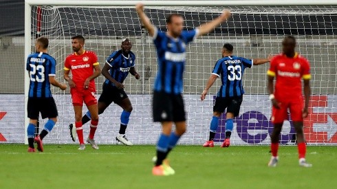 Lukaku festeja su gol para el Inter frente al Leverkusen.