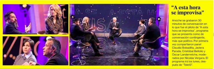 Hace unos días, el diario La Segunda publicó imágenes de la grabación del piloto de “A esta hora se improvisa”, que se estrenará este lunes 17 de agosto.