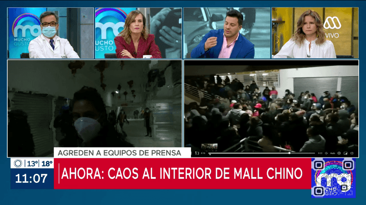 La periodista Carolina Cárcamo, del matinal Mucho Gusto de Mega, relató los escupos, piedras y monedas que recibió al interior del Mall Chino.