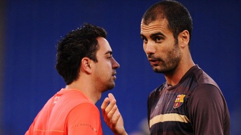 Guardiola y Xavi en el Barcelona