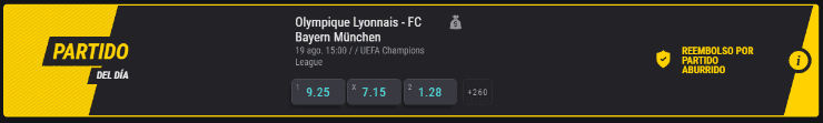 Estas son las cuotas para que te la juegues por el Olympique Lyon o el Bayern Múnich, en la otra semifinal de la UEFA Champions League.