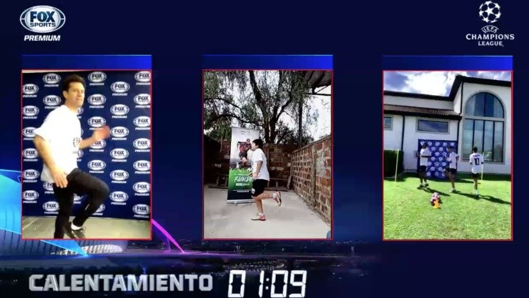 Parte del entrenamiento que vivieron los ganadores del concurso Hincha Titular de Fox Sports esta mañana.