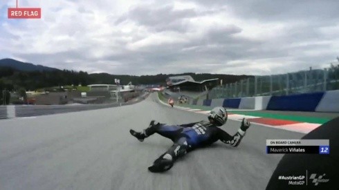 El español de Yamaha se quedó sin frenos y saltó de su máquina a más de 200 kilómetros por hora.