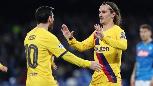 Lionel Messi junto a Antoine Griezmann en el Barcelona