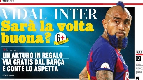 Barba y pelo nerazzurri muestra Arturo Vidal en la última edición de La Gazzetta dello Sport