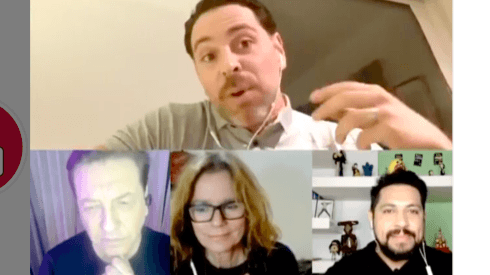 José Antonio Neme en medio de la conversación con Julio César Rodríguez junto a Katherine Salosny y Rodrigo Herrera, en Instagram.
