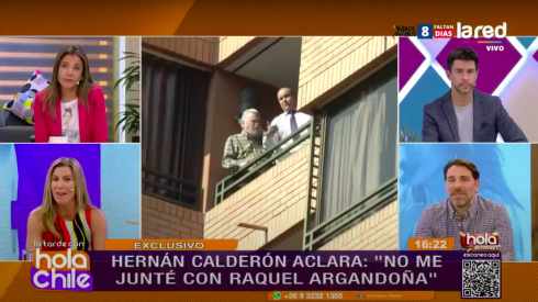 El momento en que las cámaras de "Hola Chile" captaron indignado a Hernán Calderón conversando con Julia Vial.