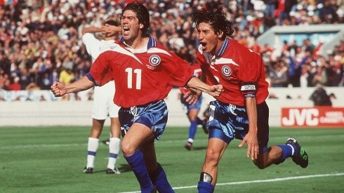 Marcelo Salas e Iván Zamorano celebrando en Francia 1998