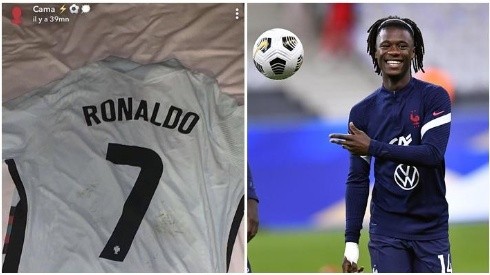 CR7 le entregó su camiseta a Camavinga tras el empate entre Francia y Portugal.