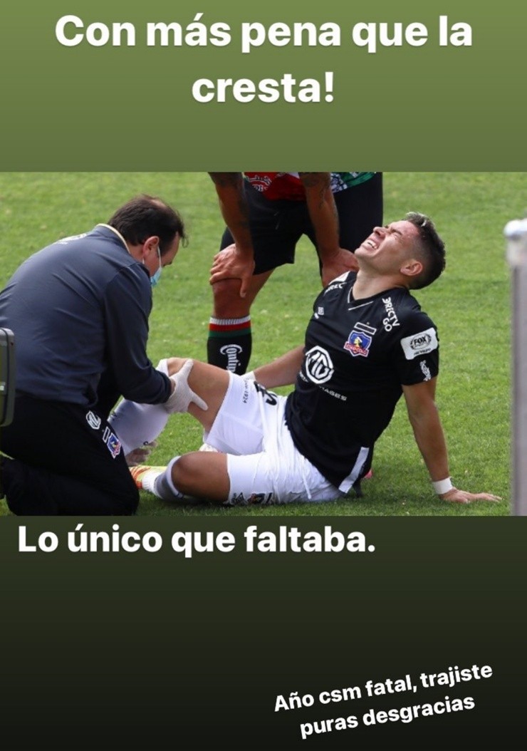 El mensaje de Óscar Opazo en redes sociales da cuenta de una lesión de cuantía. Foto: Instagram
