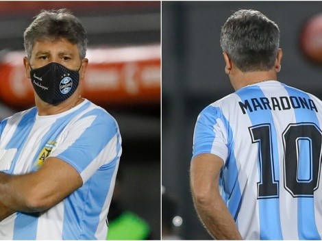 Renato Gaúcho dirige a Gremio con la camiseta de Maradona