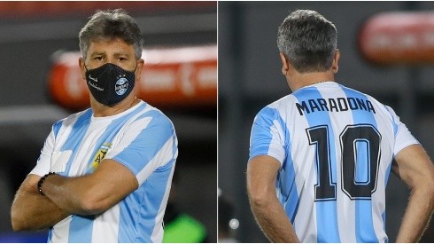 Renato Gaúcho con la camiseta de Diego Maradona de la selección argentina.
