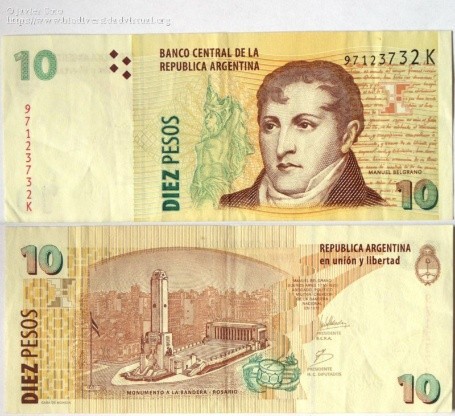 Billete 10 pesos argentinos