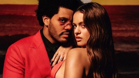 La imagen con que The Weeknd y Rosalía promocionaron el remix de "Blinding Lights".