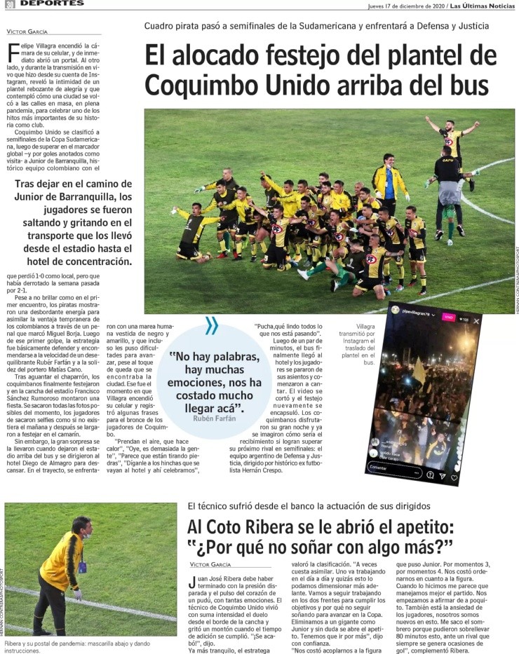 Coquimbo Unido a semifinales de la Copa Sudamericana