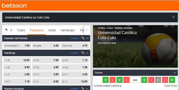 Estas son las cuotas para que te la juegues por Colo Colo o por Universidad Católica en el Campeonato Nacional 2020. ¿Quién gana en San Carlos de Apoquindo? | Foto: Betsson.