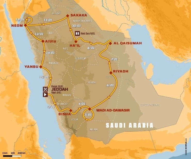 Mapa recorrido Dakar 2021 (Foto: Dakar.com)