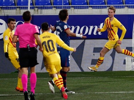 Le costó, pero ganó: De Jong le da el triunfo al Barça sobre el Huesca