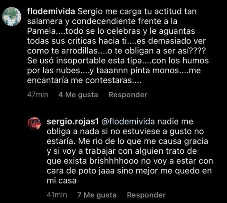 La respuesta de Rojas en Instagram