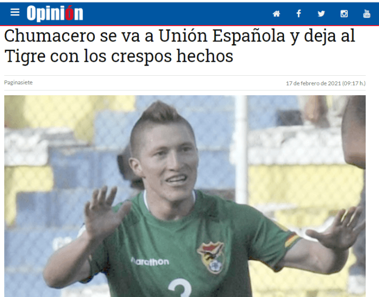 La llegada de Chumacero a Unión Española fue considerada como un desplante a The Strongest