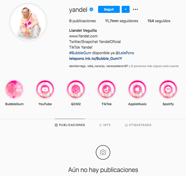 Tras la movida de Daddy Yankee, así se ve ahora la cuenta de Yandel.