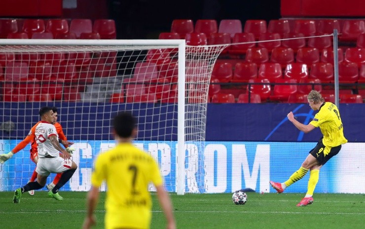 Haaland fue la gran figura del Dortmund en el duelo de ida de los octavos de Champions. (Getty)