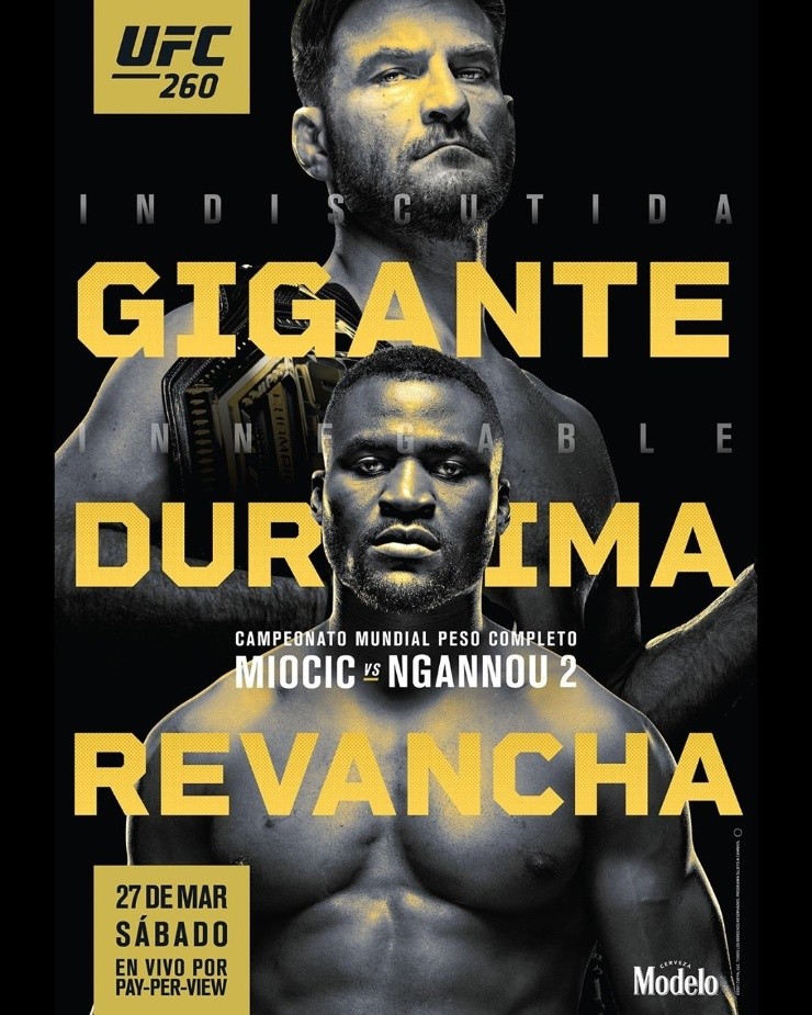 Afiche oficial evento central de UFC 260: Miocic vs Ngannou 2 por el título peso completo. (Foto: UFC en español)